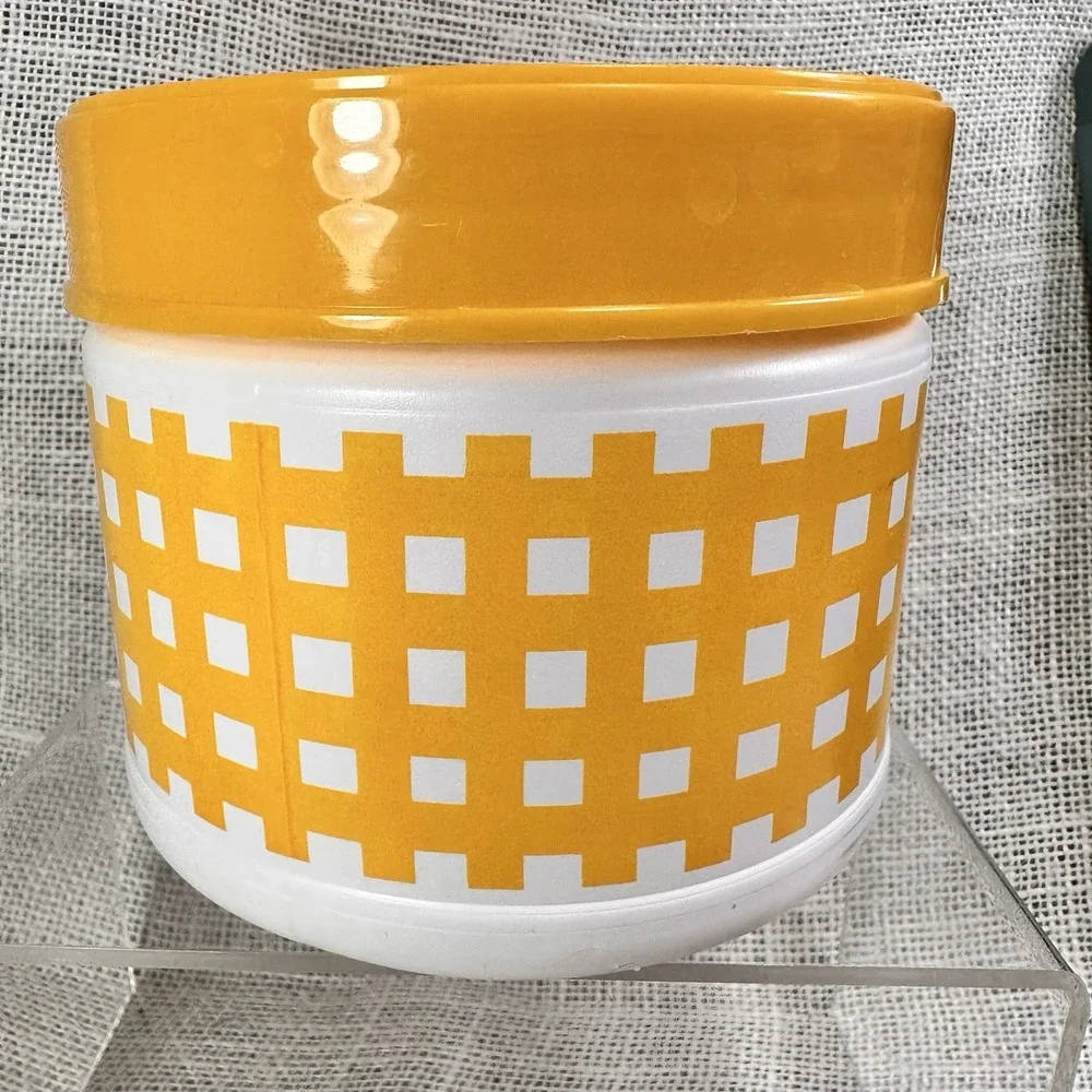 ROBB Yellow Gingham Canister Pack 10105 Plastic Storage Container Lid‎ USA
